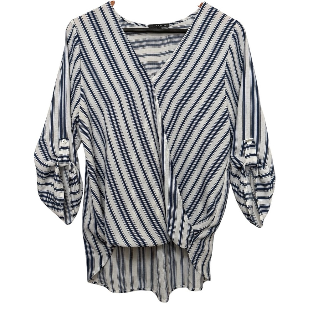 West Kei Allan Surplice Neck Convertible Sleeve High Low Top Women’s Medium